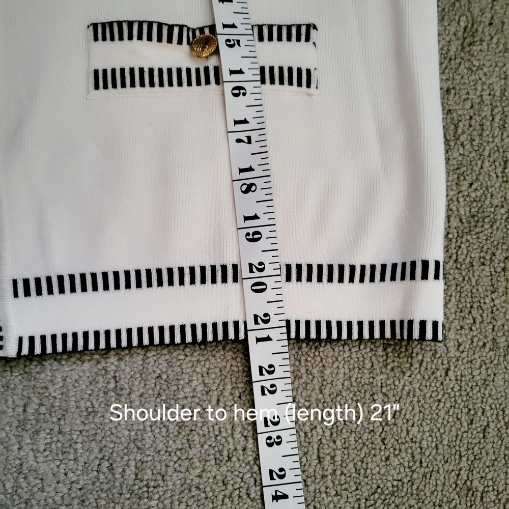 Adrianna Papell Womens White Blazer with Black Stripes Size US M - Picture 7 of 8